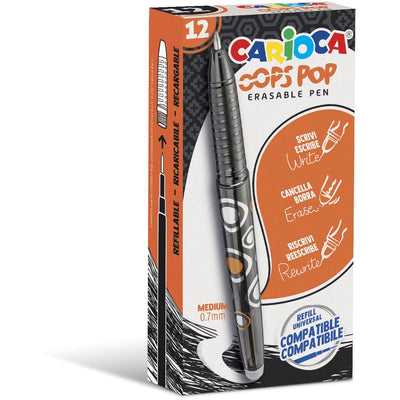 Carioca - Gelroller Oops Pop, mittel, radierbar, Box à 12 Stück, schwarz