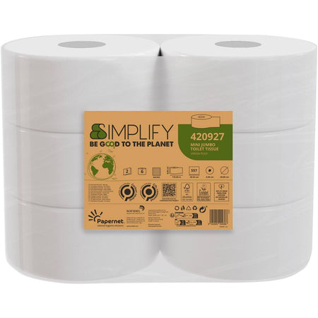 Papernet - Toilettenpapier Simplify Mini, 2-lagig, 557 Blatt, Packung mit 6 Rollen