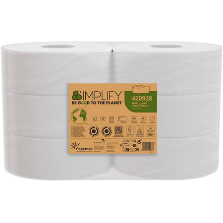 Papernet - Toilettenpapier Simplify Maxi, 2-lagig, 1305 Blatt, Packung mit 6 Rollen