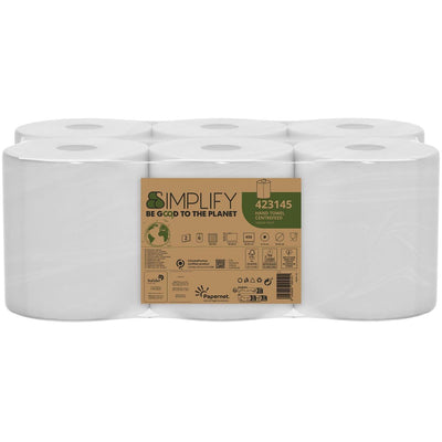 Papernet -   papieren handdoeken Simplify Centerfeed, 2-laags, 90 m, 450 vel, pak van 6 rollen