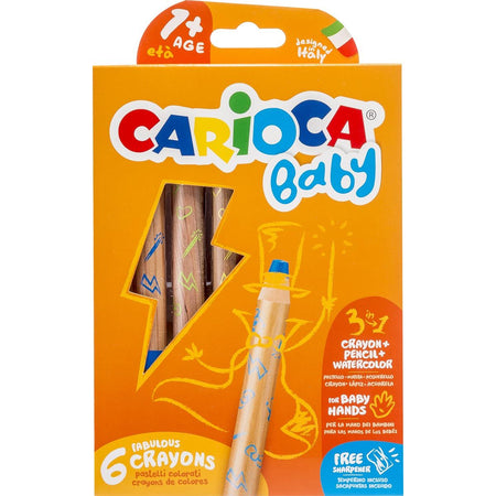 Carioca - Baby 3-in-1 Buntstift, verschiedene Farben, 6 Stück im Kartonetui