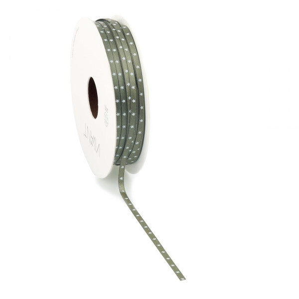 Weihnachtsband kleine Sterne 3mm x 50 Meter grün