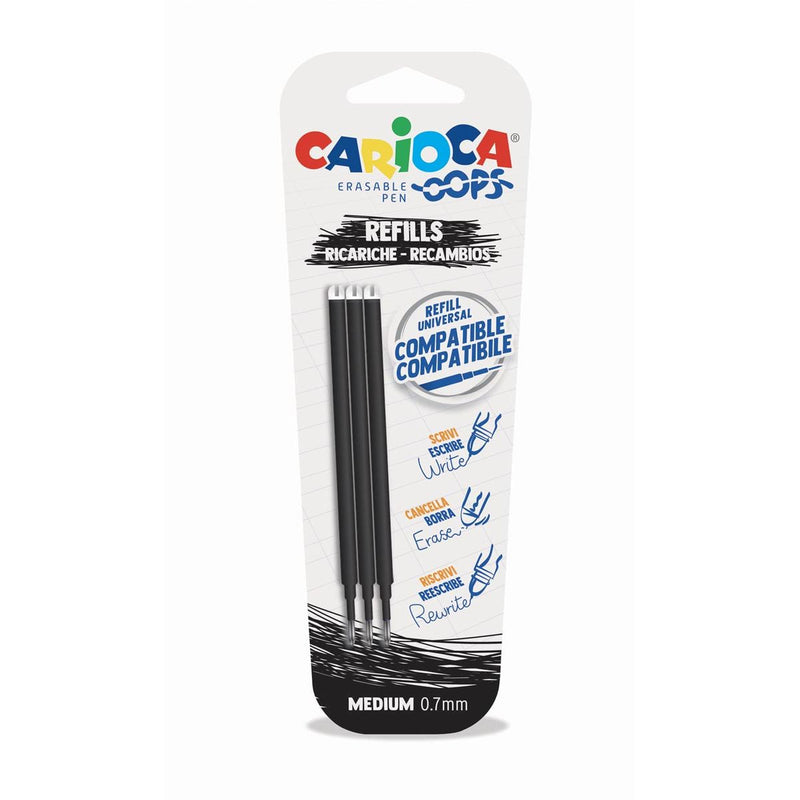 Carioca - Oops Nachfüllung, mittel, schwarz, Blister mit 3 Stück