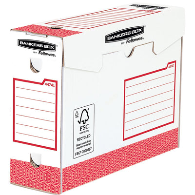 Bankers Box – einfache Archivbox, robust, ft 9,5 x 24,5 x 33 cm, rot, Packung mit 20 Stück