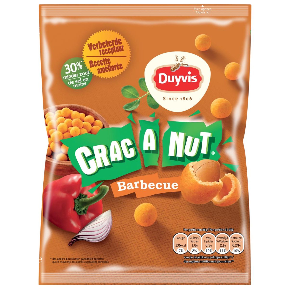 Duyvis - Nüsse Crac A Nut Barbecue, Beutel mit 200 Gramm