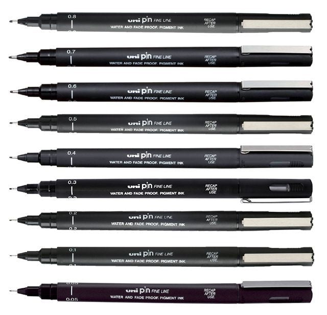 Uni-ball -  Fineliner pin 0.03mm zwart | 12 stuks