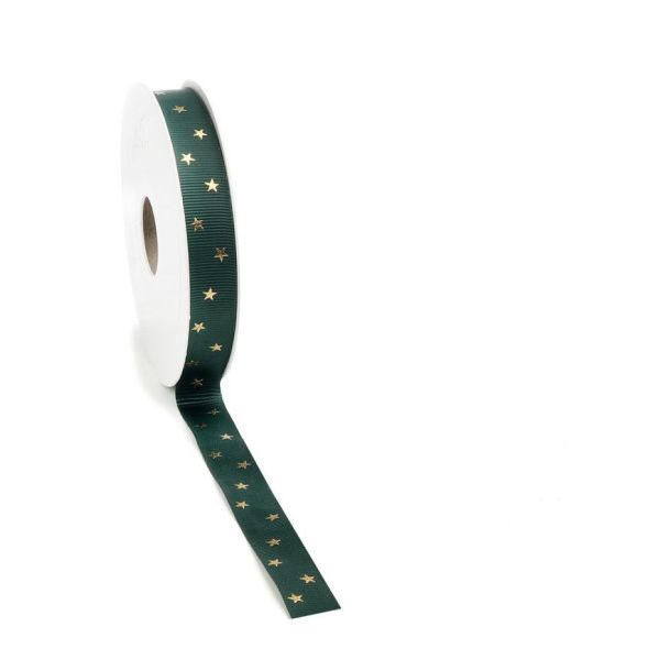 Weihnachtsband Classic Star Band 15 mm x 20 Meter grün