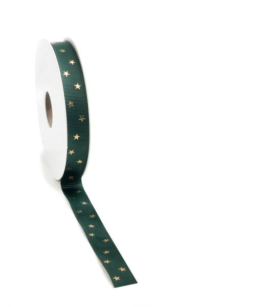 Weihnachtsband Classic Star Band 15 mm x 20 Meter grün
