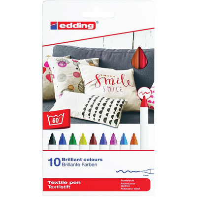 Edding - Textilstift 4600, Set à 10 Stück in verschiedenen Farben
