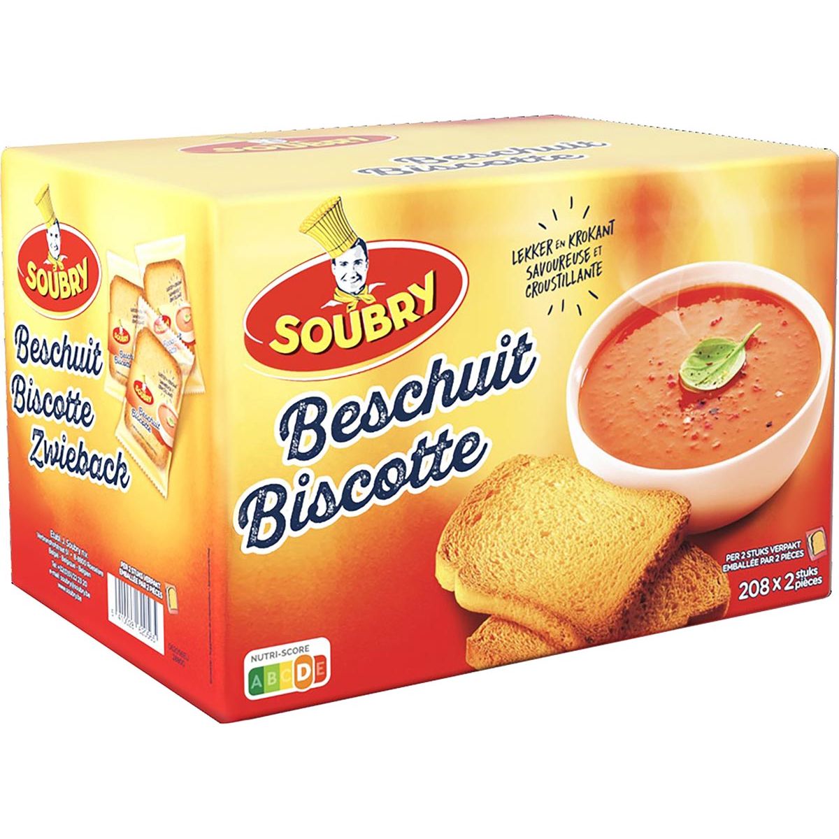 Soubry - Zwieback, 2er-Packung, Karton mit 208 Stück