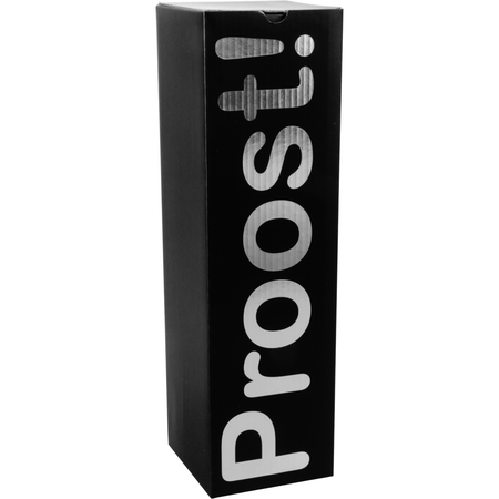 Klika -  Flesdoos | Proost! | golfkarton | 1 fles | 95x95x330mm | zwart/zilver | 100 stuks