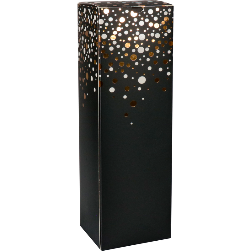 Klika -  Flesdoos | Party Spot-On | golfkarton | 1 fles | 93x93x330mm | zwart/wit/goud | 100 stuks