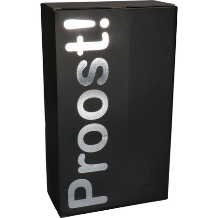 Klika -  Flesdoos | Proost! | golfkarton | 2 flessen | 190x95x330mm | zwart/zilver | 100 stuks