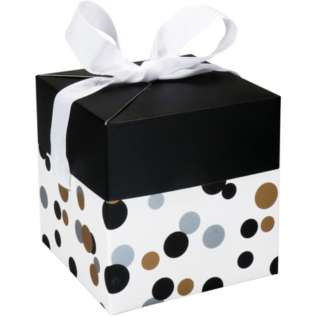 Klika -  Pop-updoos | Confetti | karton | 10x10x10cm | zilver/goud/zwart | 200 stuks