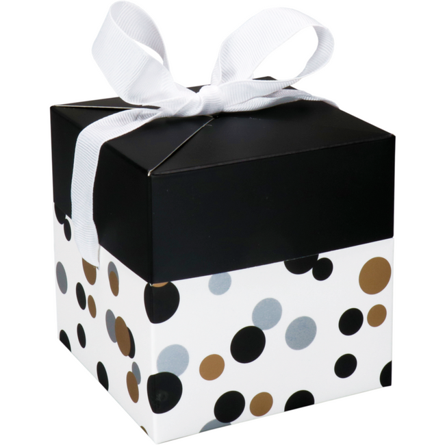 Klika -  Pop-updoos | Confetti | karton | 10x10x10cm | zilver/goud/zwart | 200 stuks