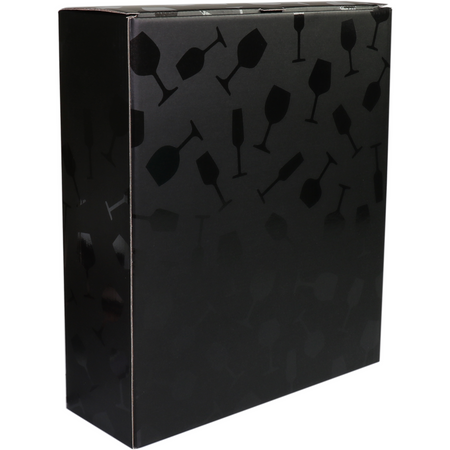 Klika - Flaschenbox | Weinglas | Pappe | 3 Flaschen | 285x95x330mm | schwarz | 25 Stück
