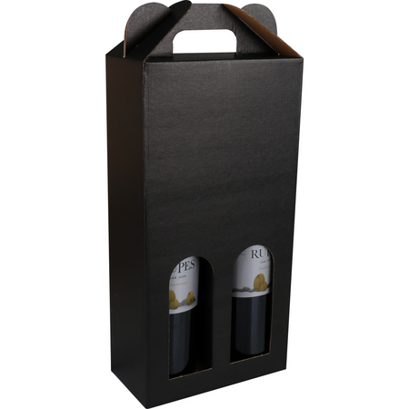 Klika - Trägerkarton | Basicline | 2 Flaschen | Wellpappe | schwarz | 100 Stück