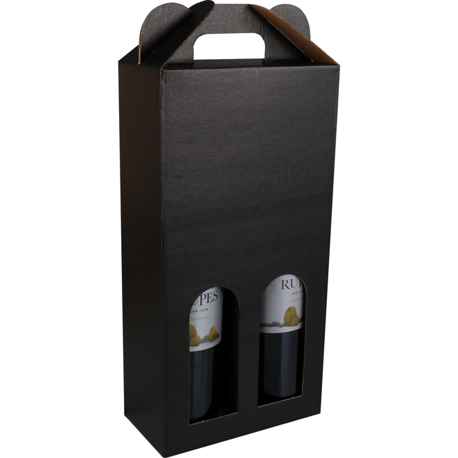 Klika - Trägerkarton | Basicline | 2 Flaschen | Wellpappe | schwarz | 100 Stück