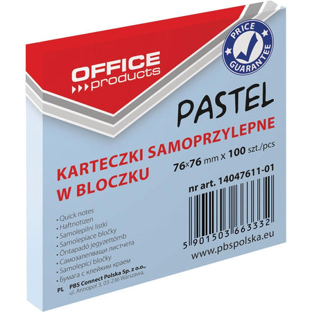 OFFICE products -   memoblok tel, 76 x 76 mm, 100 vel, pastelblauw