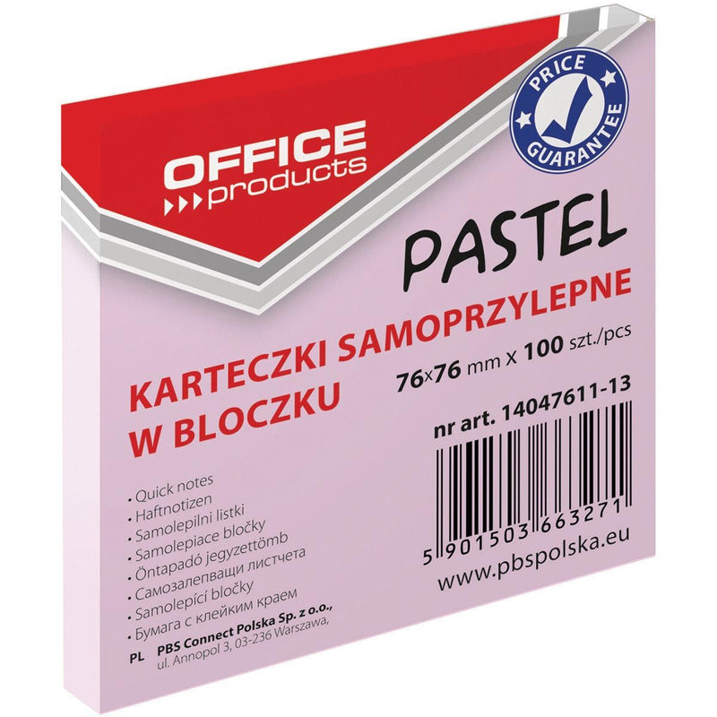 OFFICE products -   memoblok tel, 76 x 76 mm, 100 vel, pastelroze