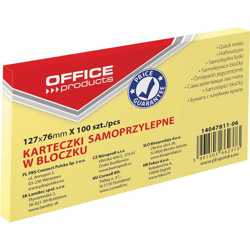 OFFICE products -   memoblok, 76 x 127 mm, 100 vel, geel