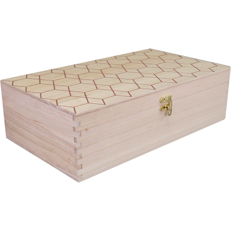 Klika -  Wijnkist | Hexagon | 2 flessen | scharnierdeksel | 335x185x90mm | hout | naturel | 6 stuks