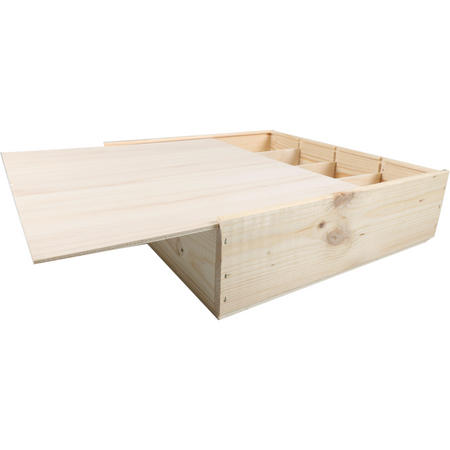 Klika - Weinkiste | Holz | 4 Flaschen | inkl. Deckel | 340x340x85mm | 5 Stück