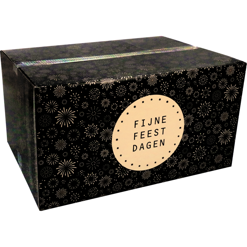 Klika - Weihnachtspaketbox | Feuerwerk | Wellpappe | 550x390x300mm | Weihnachten | e | schwarz/gold | 10 Stück