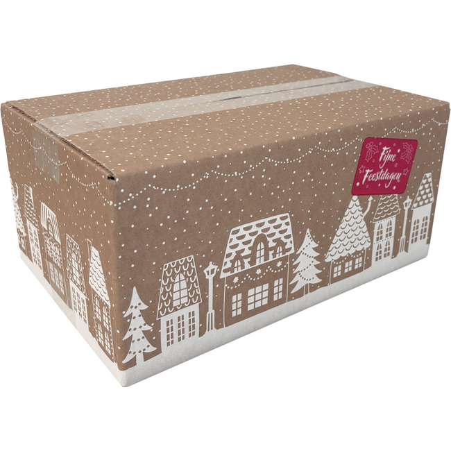 Weihnachtspaketbox (A) 310x200x140mm Design HÄUSER 2025 pro Stück