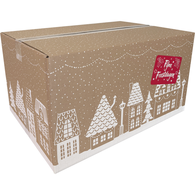 Weihnachtspaketbox (E) 550x390x310mm Design HÄUSER 2025 pro Stück