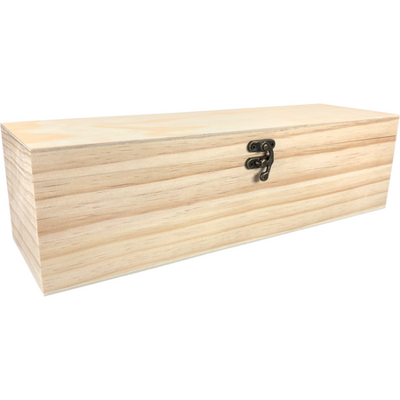 Klika -  Wijnkist | 1 fles | scharnierdeksel | 340x95x95mm | hout | naturel | 24 stuks