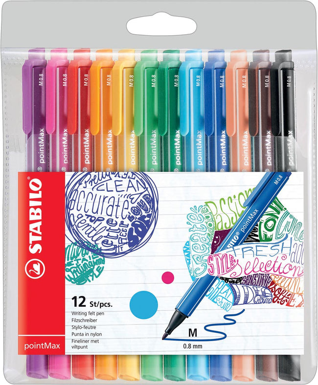STABILO - Filzstift pointMax 488/12 sortiert im Karton mit 12 Stück