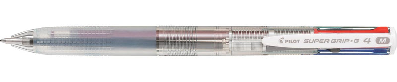 Pilot -  Super Grip G-4 4-kleurenbalpen, medium, klassieke inktkleuren, transparant lichaam