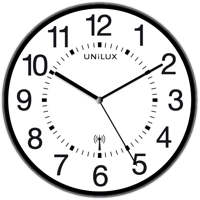 Unilux - Wanduhr Wave funkgesteuert Ø 30cm schwarz/weiß