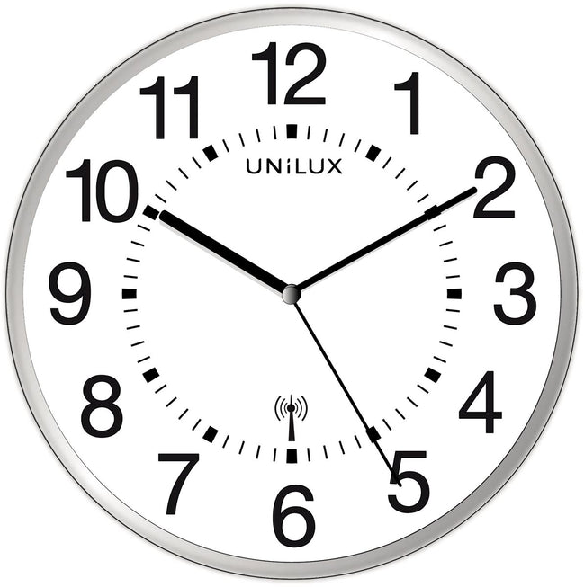 UNILUX - Wanduhr Wave funkgesteuert Ø 30cm silbergrau/weiß