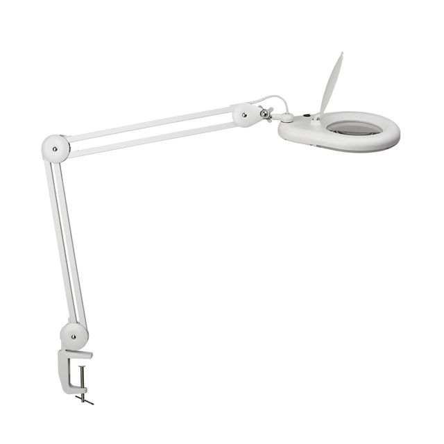 Maul - Lupenleuchte Viso LED Tischklemme weiß
