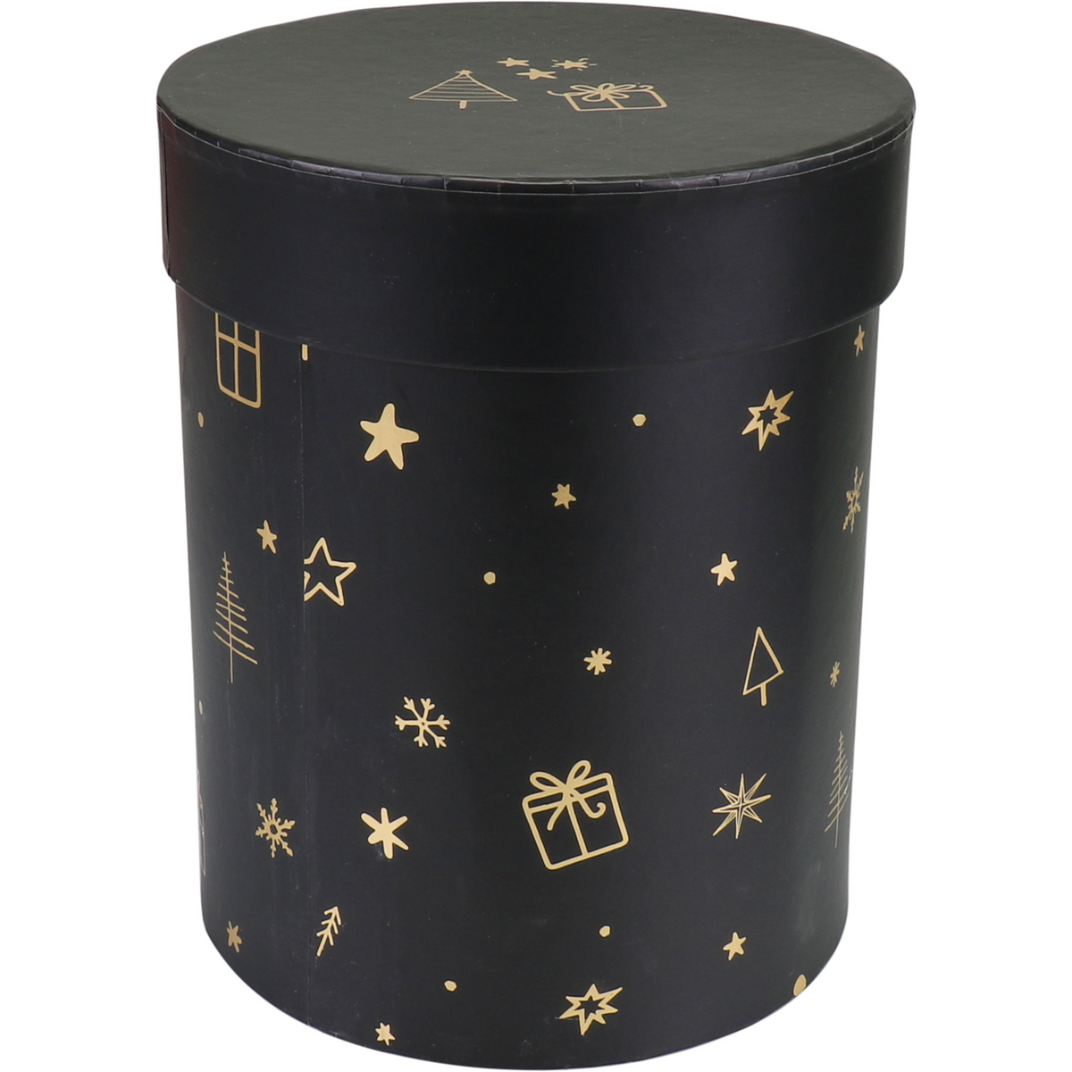 Klika -  Geschenkdoos | Christmas | karton | 17cm | Ø13cm | Kerstmis | zwart/goud | 18 stuks