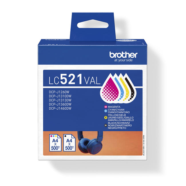 Brother -  Inktcartridge  lc-521 zwart + 3 kleuren | 5 stuks