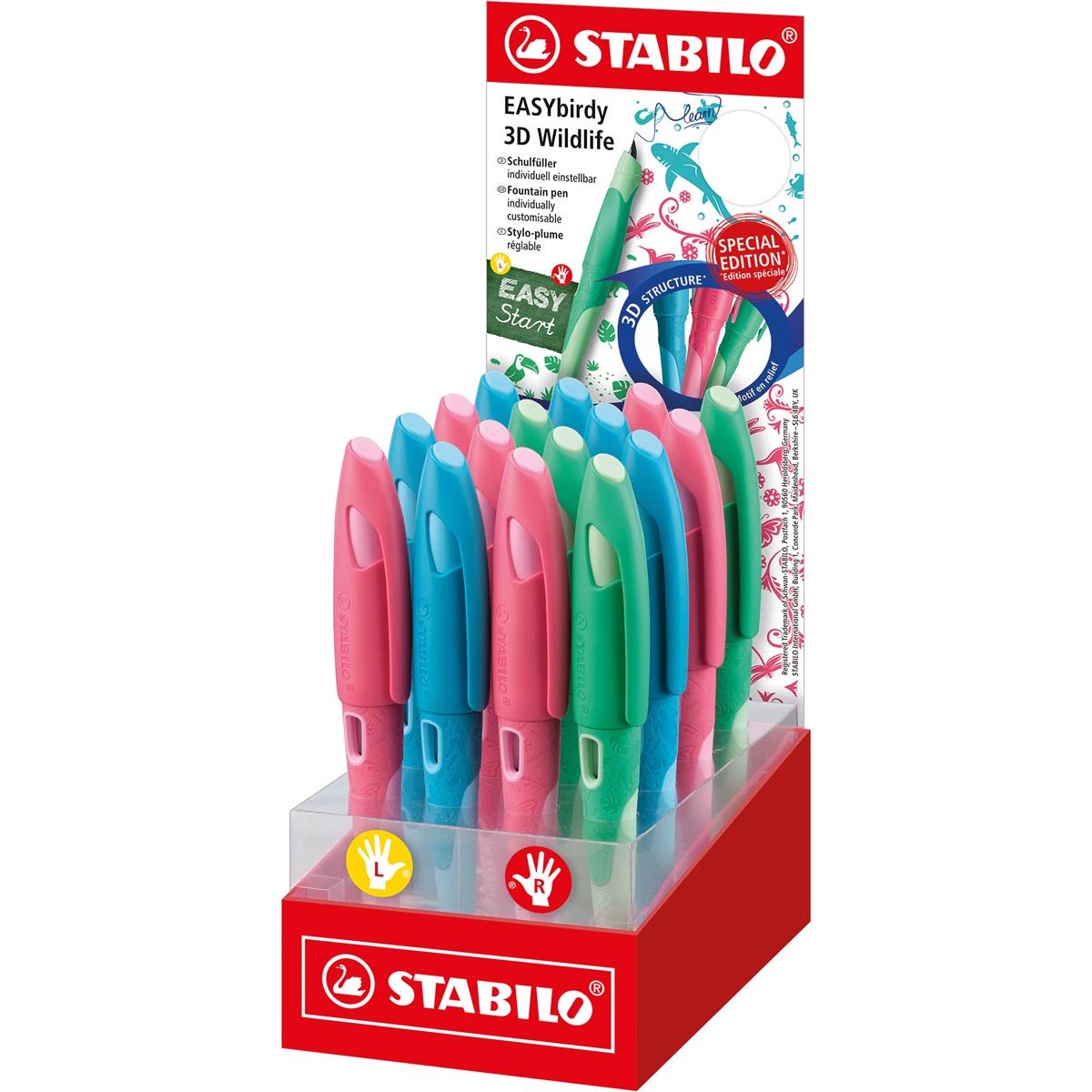 STABILO - EASYbirdy Füllfederhalter 3D Wildlife, Display à 16 Stück