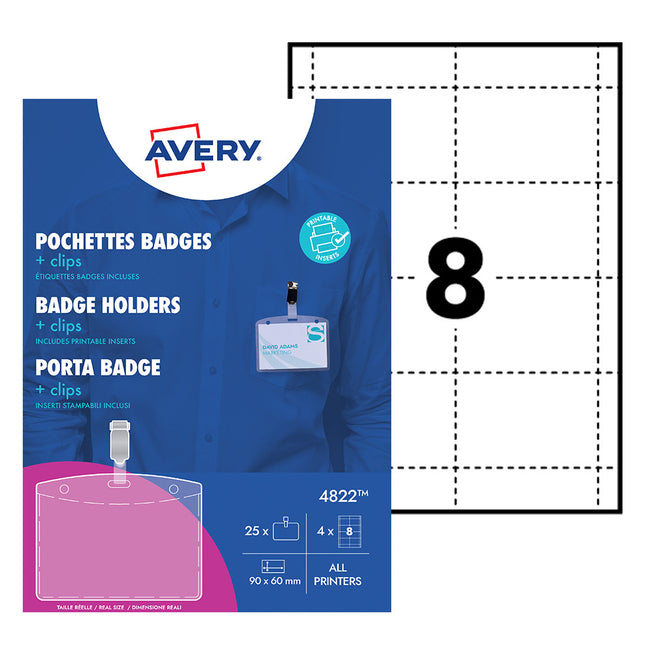 Avery -  Badge  met clip 4822 60x90mm insteekkaarten