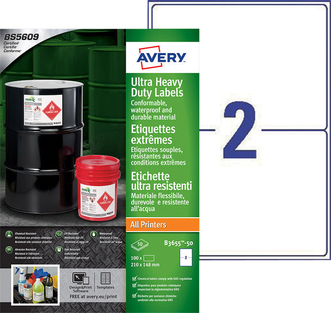 Avery -  Etiket  b3655-50 148x210 pe wit 100st