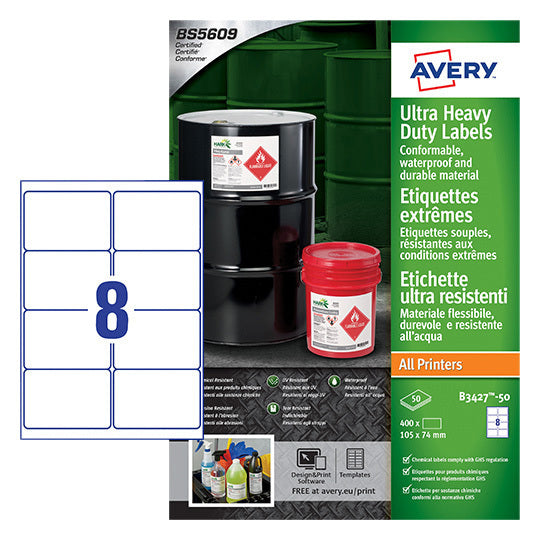 Avery -  Etiket  b3427-50 105x74mm pe wit 400st