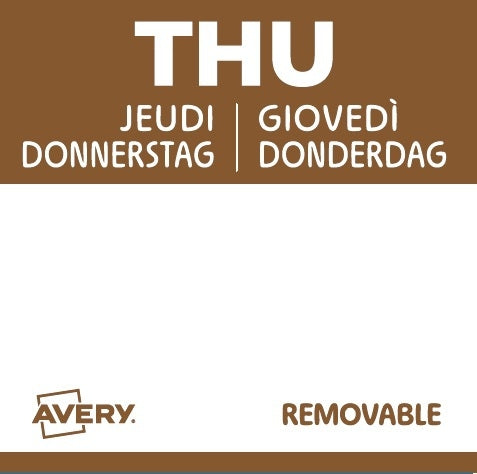 Avery -  Etiket  haccp donderdag-bruin 25x25mm 1000st | 6 stuks