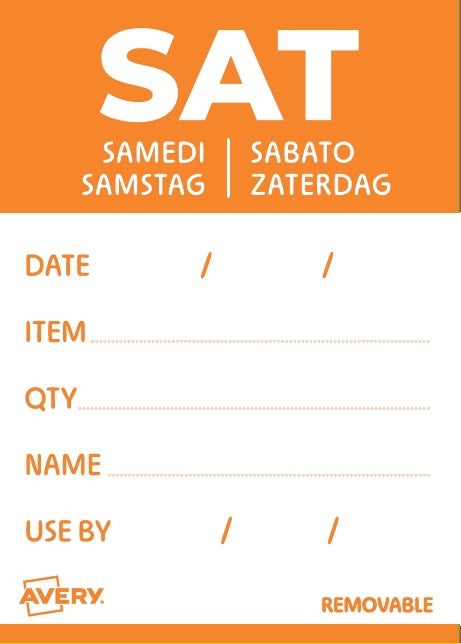 Avery -  Etiket  haccp zaterdag-oranje 40x56mm 500st | 6 stuks