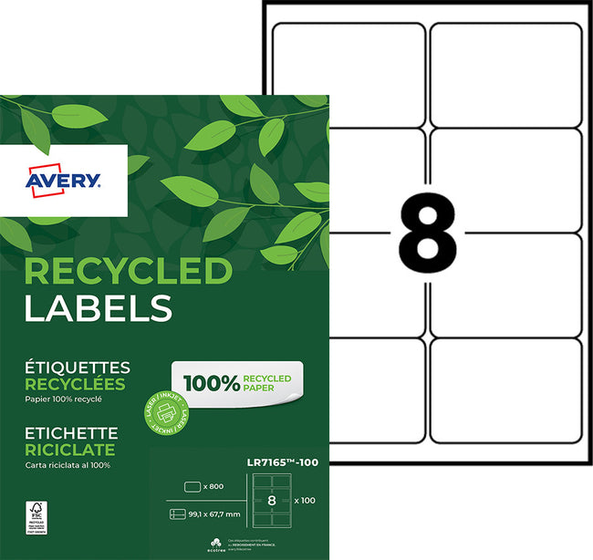 Avery -  Etiket  lr7165-100 99.1x67.7mm wit 800st