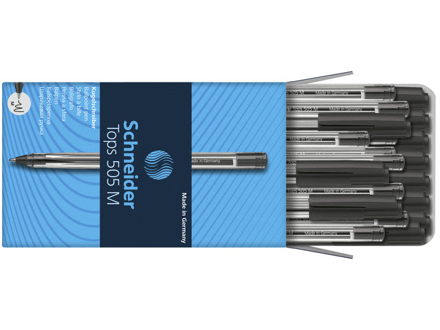 Schneider -  Balpen tops 505 m zwart | 50 stuks