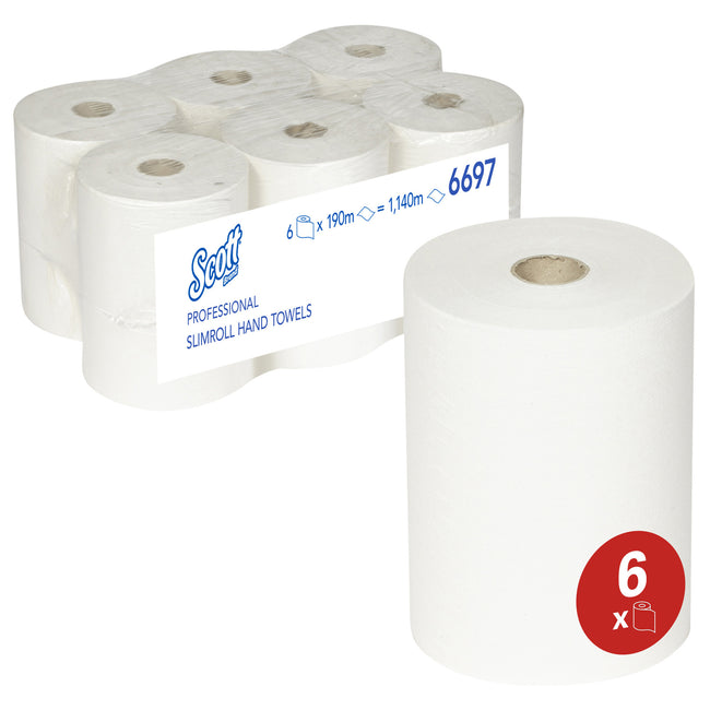 Scott -  Handdoekrol slimroll 1laags 190m wit 6697