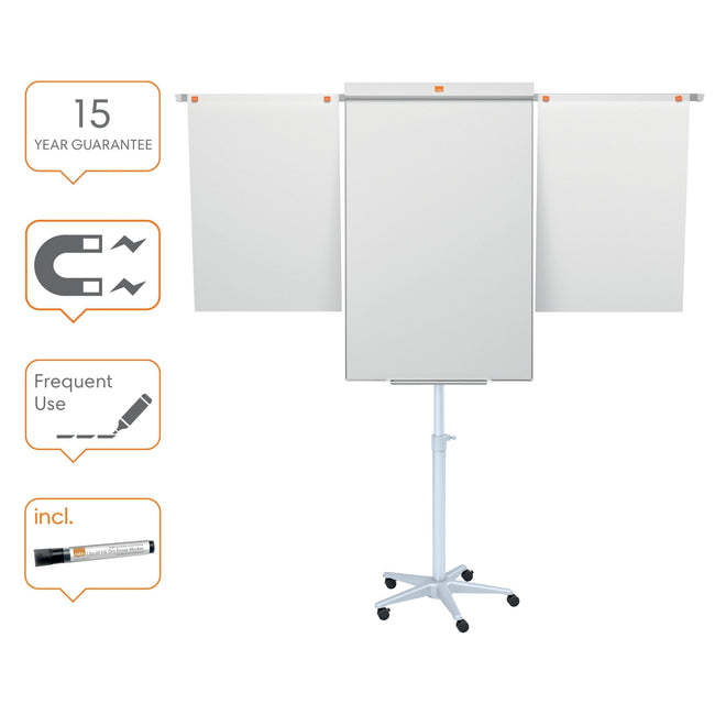 Nobo -  Classic Staal mobiele flipover met uitschuifarmen, magnetisch