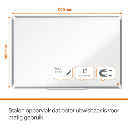 Nobo -  Plus whiteboard 871 x 562 mm Staal Magnetisch