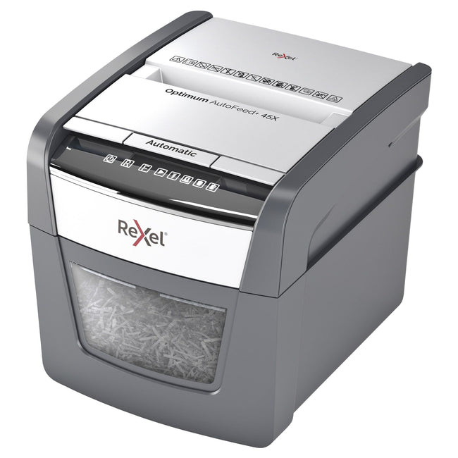 Rexel -  AutoFeed 45X papiervernietiger Kruisversnippering 55 dB Zwart, Zilver